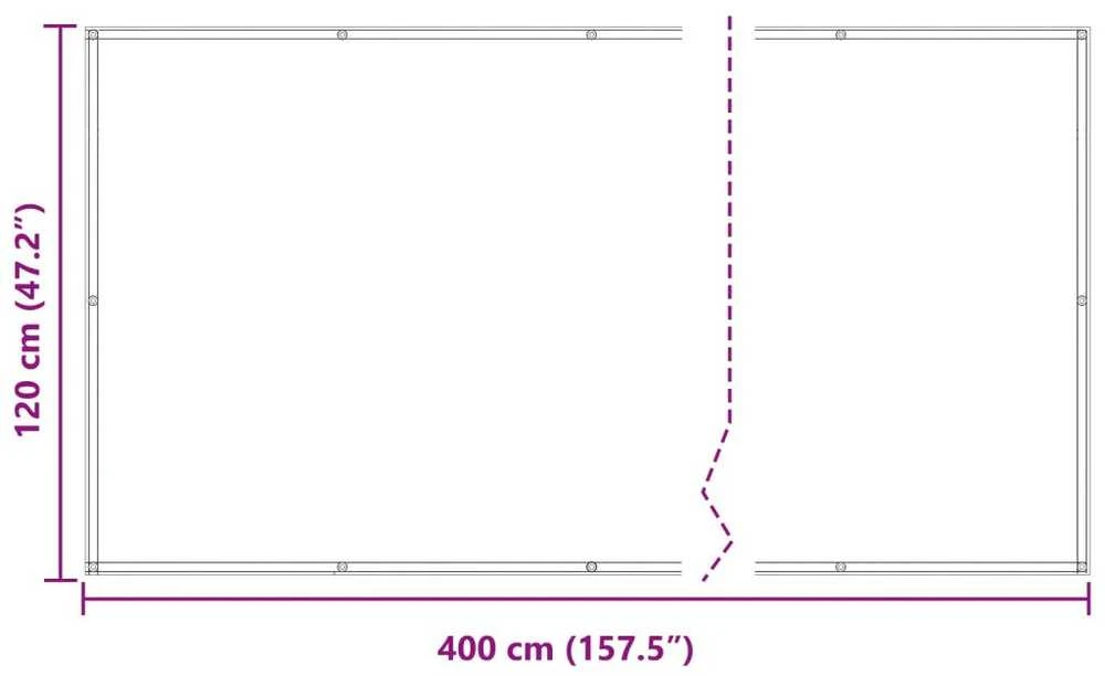 Balkono Ekranas 120 x 400 cm Oksfordo audinys Stačiakampio