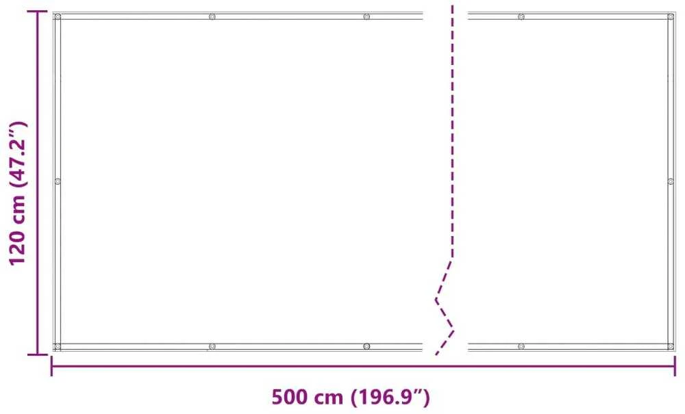 Balkono Ekranas 120 x 500 cm Oksfordo audinys Stačiakampio