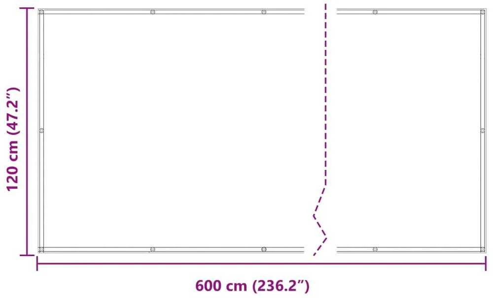Balkono Ekranas 120 x 600 cm Oksfordo audinys Stačiakampio