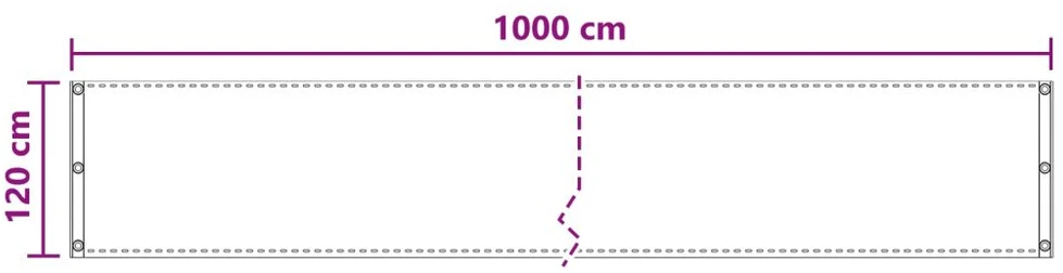 Balkono Ekranas 120 x 1000 cm HDPE ir aliuminis Stačiakampio