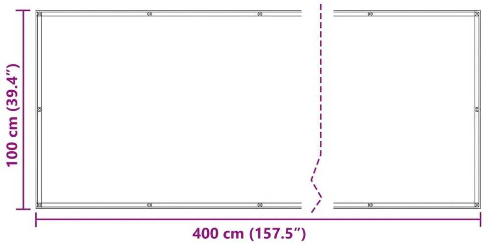 Balkono Ekranas 100 x 400 cm Oksfordo audinys Stačiakampio