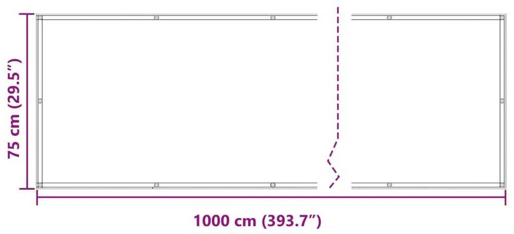 Balkono Ekranas 75 x 1000 cm Oksfordo audinys Stačiakampio