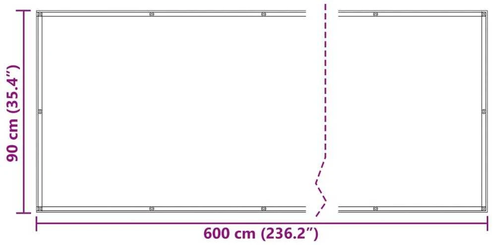 Balkono Ekranas 90 x 600 cm Oksfordo audinys Stačiakampio
