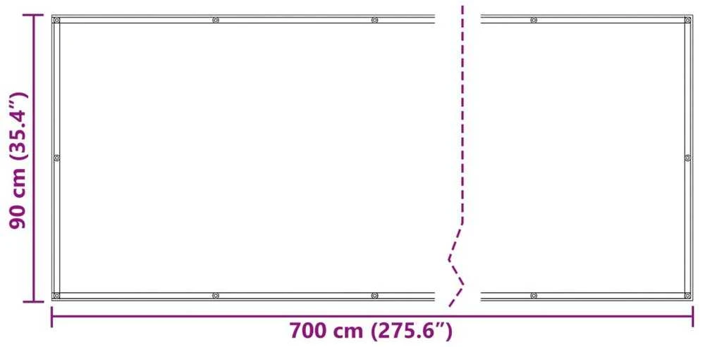 Balkono Ekranas 90 x 700 cm Oksfordo audinys Stačiakampio