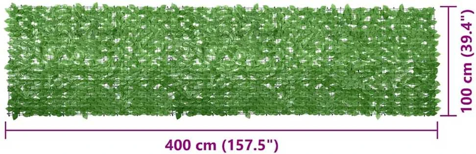 Balkono pertvara, 400x100cm, su žaliais lapais