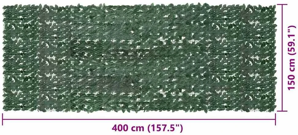 Balkono pertvara, 400x150cm, su tamsiai žaliais lapais