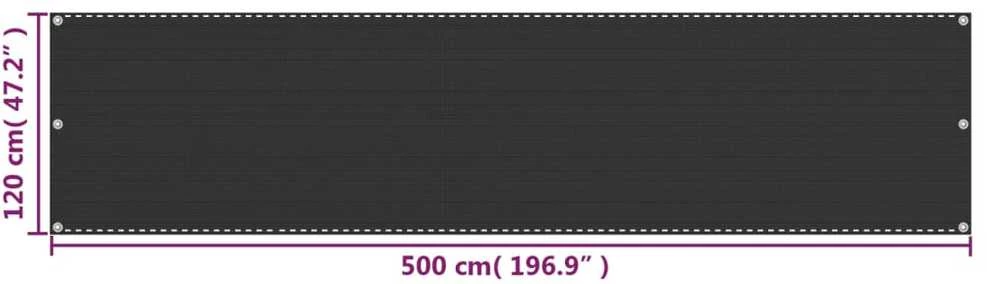 Balkono pertvara, antracito, 120x500cm, HDPE
