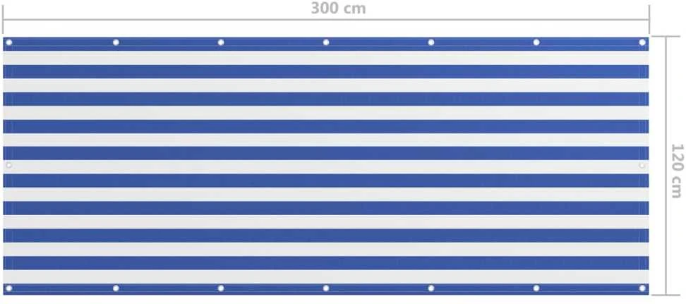 Balkono pertvara, balta ir mėlyna, 120x300cm, oksfordo audinys