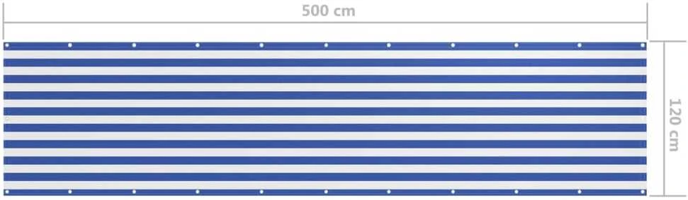 Balkono pertvara, balta ir mėlyna, 120x500cm, oksfordo audinys