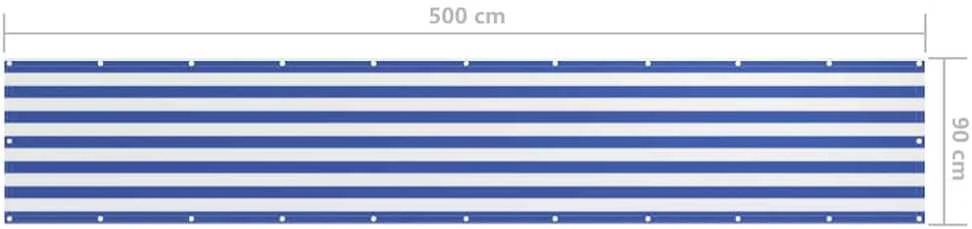 Balkono pertvara, balta ir mėlyna, 90x500cm, oksfordo audinys
