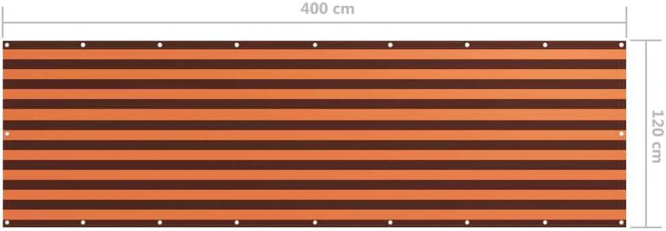 Balkono pertvara, oranžinė ir ruda, 120x400cm, oksfordo audinys