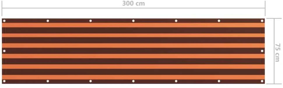Balkono pertvara, oranžinė ir ruda, 75x300cm, oksfordo audinys