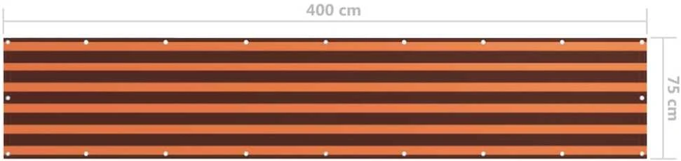 Balkono pertvara, oranžinė ir ruda, 75x400cm, oksfordo audinys