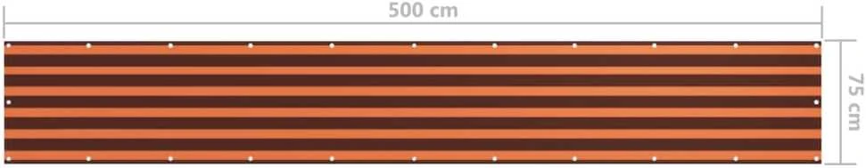 Balkono pertvara, oranžinė ir ruda, 75x500cm, oksfordo audinys