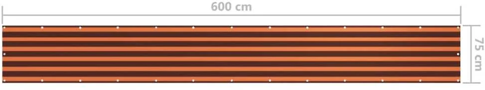 Balkono pertvara, oranžinė ir ruda, 75x600cm, oksfordo audinys