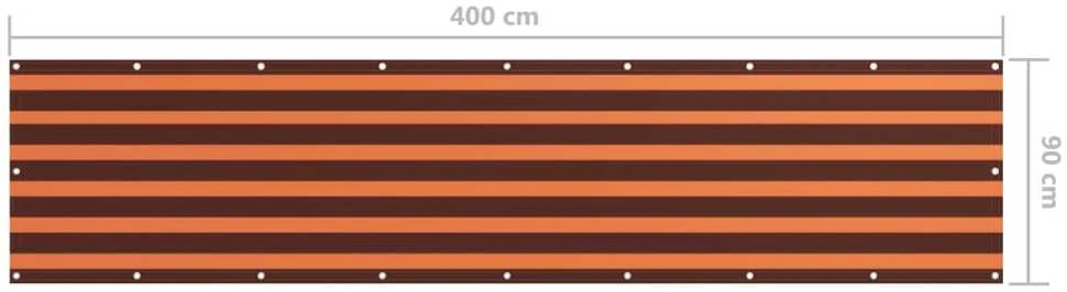 Balkono pertvara, oranžinė ir ruda, 90x400cm, oksfordo audinys