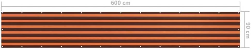 Balkono pertvara, oranžinė ir ruda, 90x600cm, oksfordo audinys
