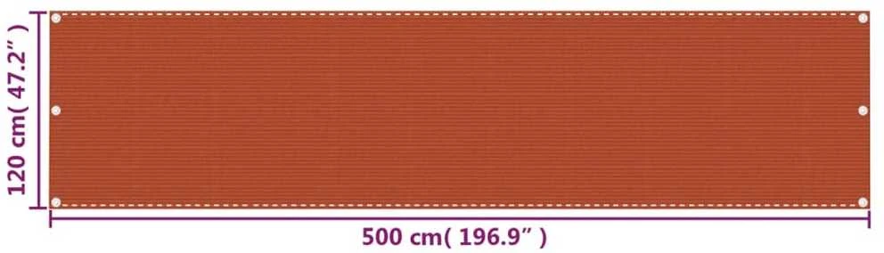Balkono pertvara, oranžinės spalvos, 120x500cm, HDPE