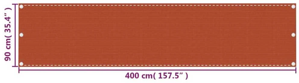 Balkono pertvara, oranžinės spalvos, 90x400cm, HDPE