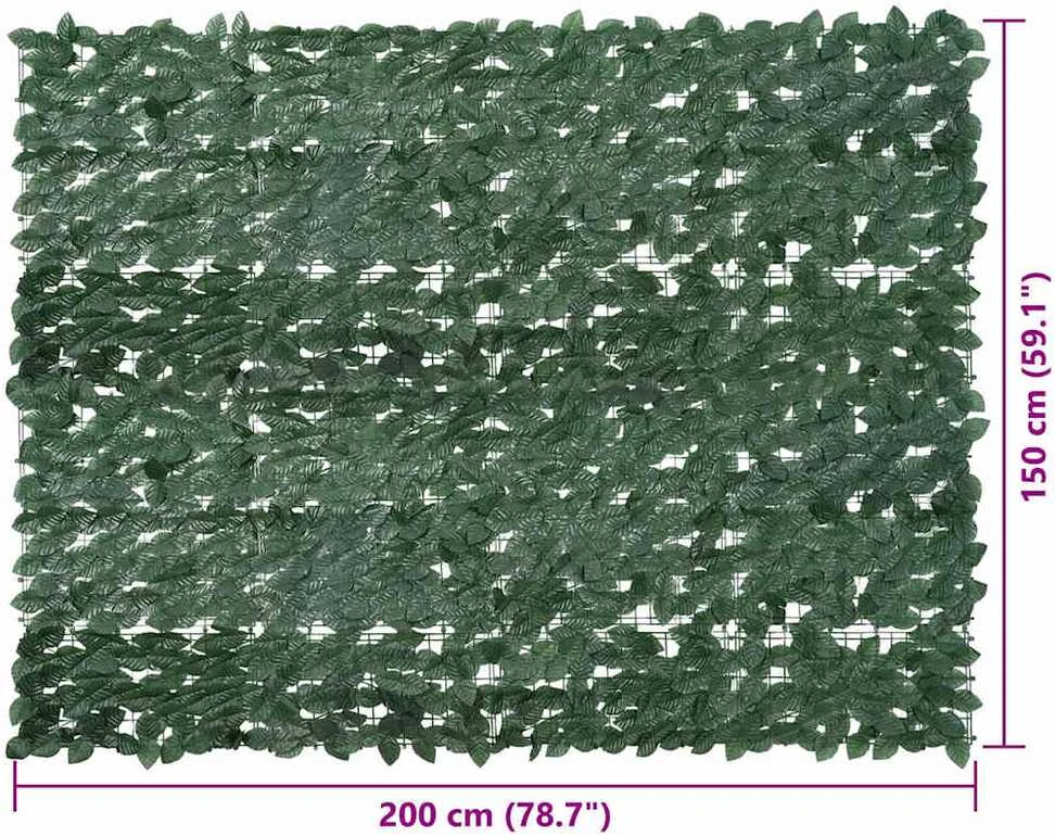 Balkono pertvara su tamsiai žaliais lapais, 200x150cm