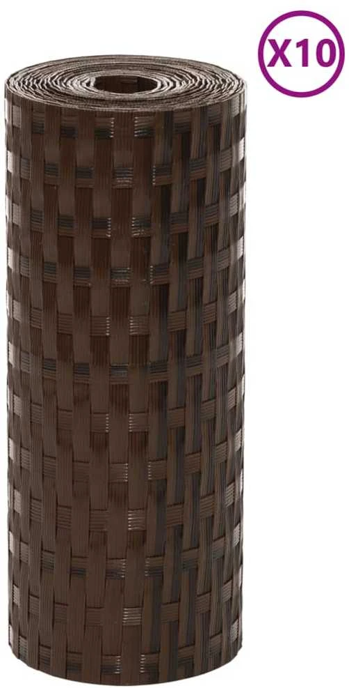 Balkono pertvaros, 10vnt., rudos/juodos, 255x19cm, poliratanas