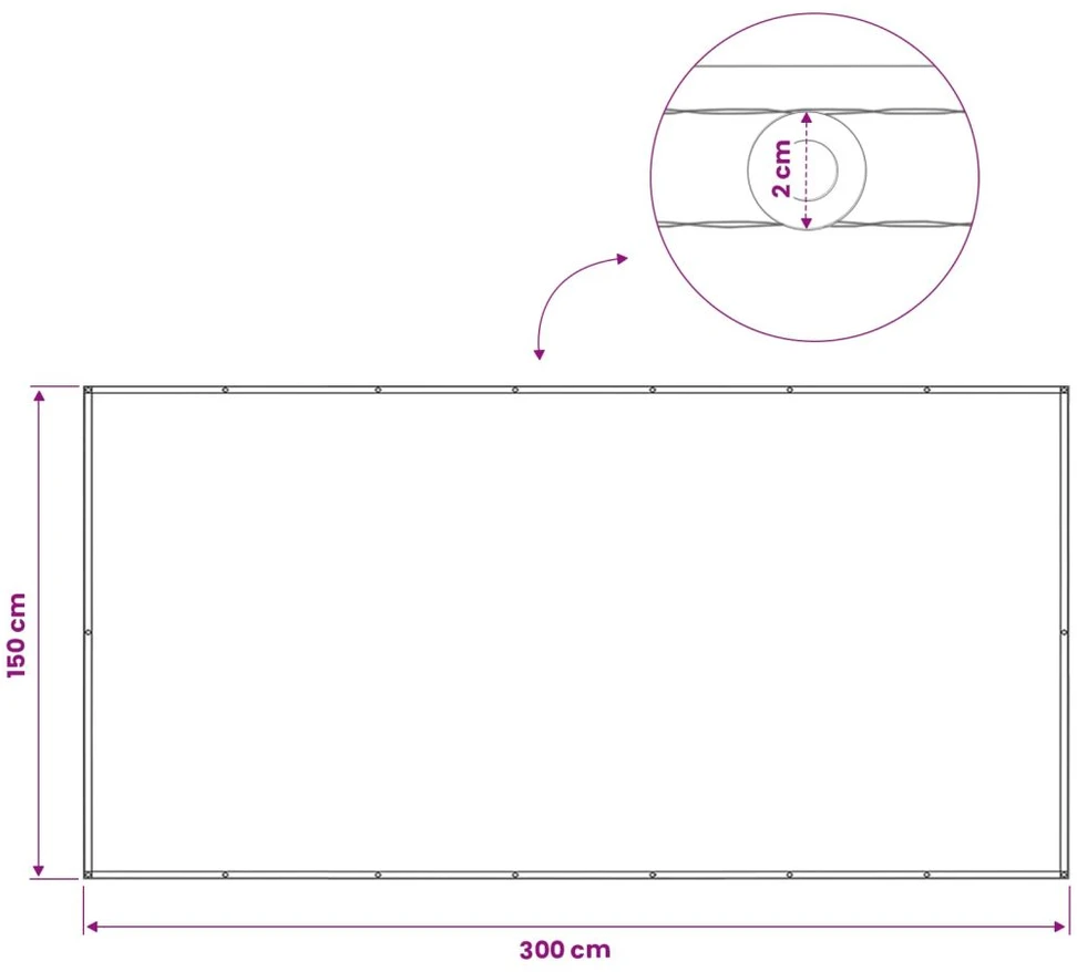 Balkono privatumo ekranas 150 x 300 cm Audinys su PU danga
