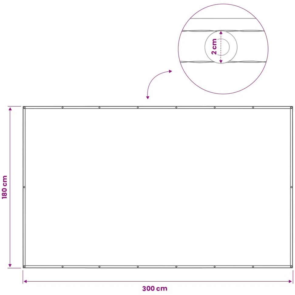 Balkono privatumo ekranas 180 x 300 cm Audinys su PU danga
