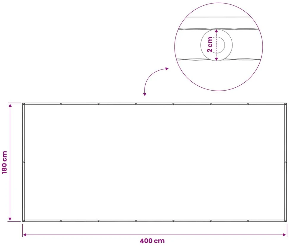 Balkono privatumo ekranas 180 x 400 cm Audinys su PU danga