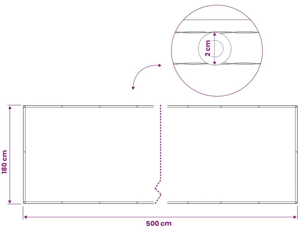 Balkono privatumo ekranas 180 x 500 cm Audinys su PU danga