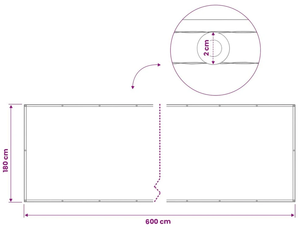 Balkono privatumo ekranas 180 x 600 cm Audinys su PU danga
