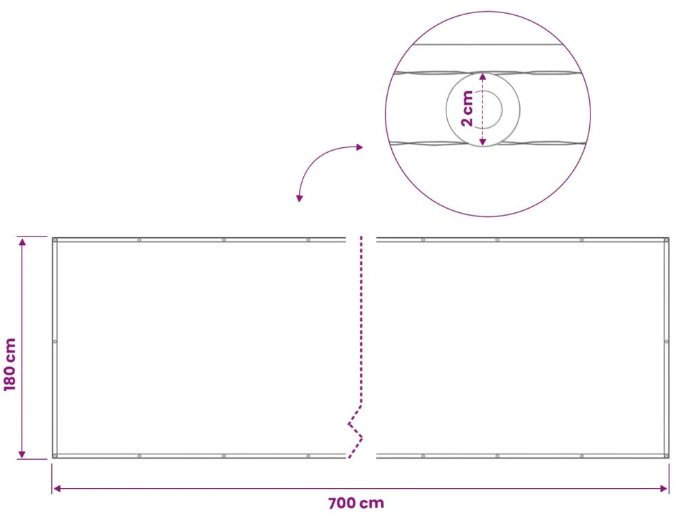 Balkono privatumo ekranas 180 x 700 cm Audinys su PU danga