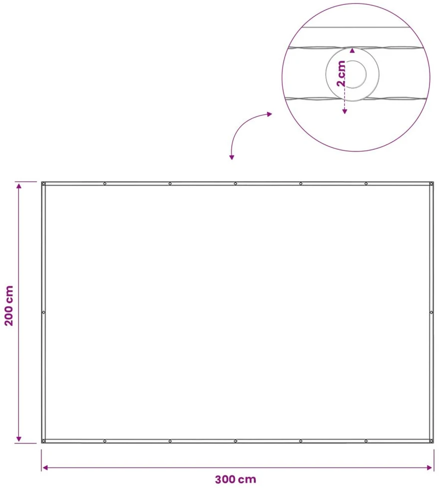 Balkono privatumo ekranas 200 x 300 cm Audinys su PU danga