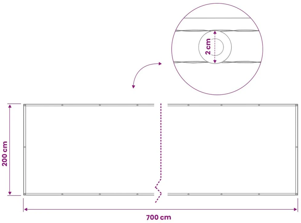 Balkono privatumo ekranas 200 x 700 cm Audinys su PU danga