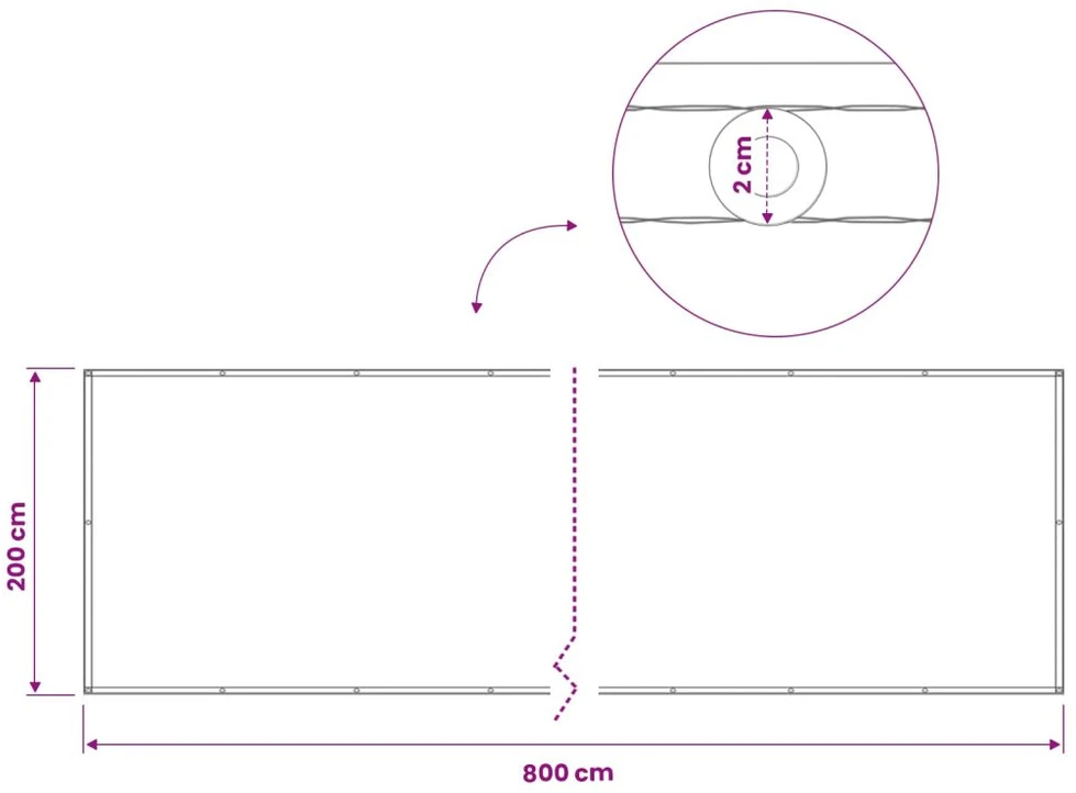 Balkono privatumo ekranas 200 x 800 cm Audinys su PU danga
