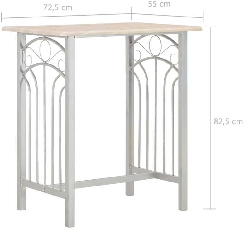 Baro baldų komplektas, 3 d., mediena ir plienas