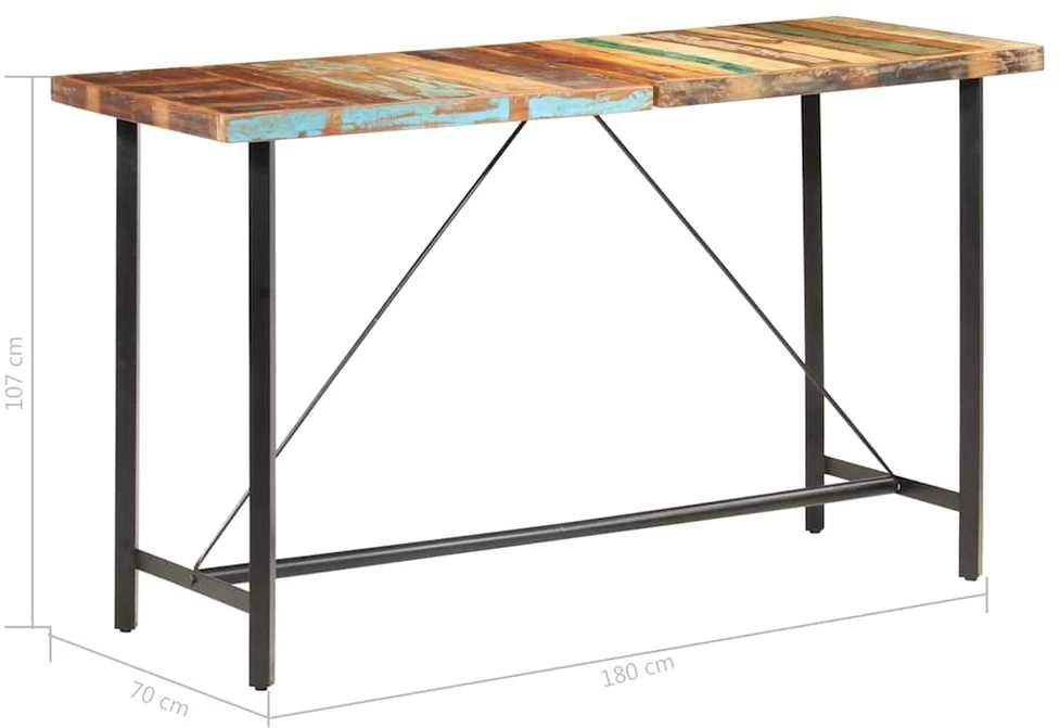 Baro stalas, 180x70x107cm, perdirbtos medienos masyvas