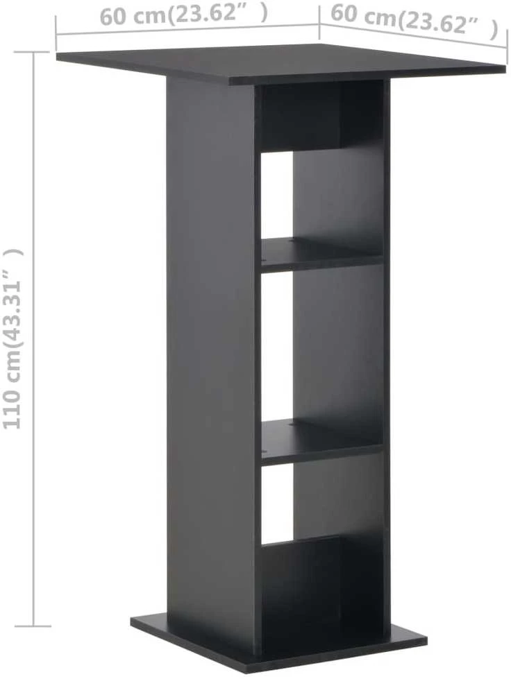Baro stalas, 60x60x110cm, juodas