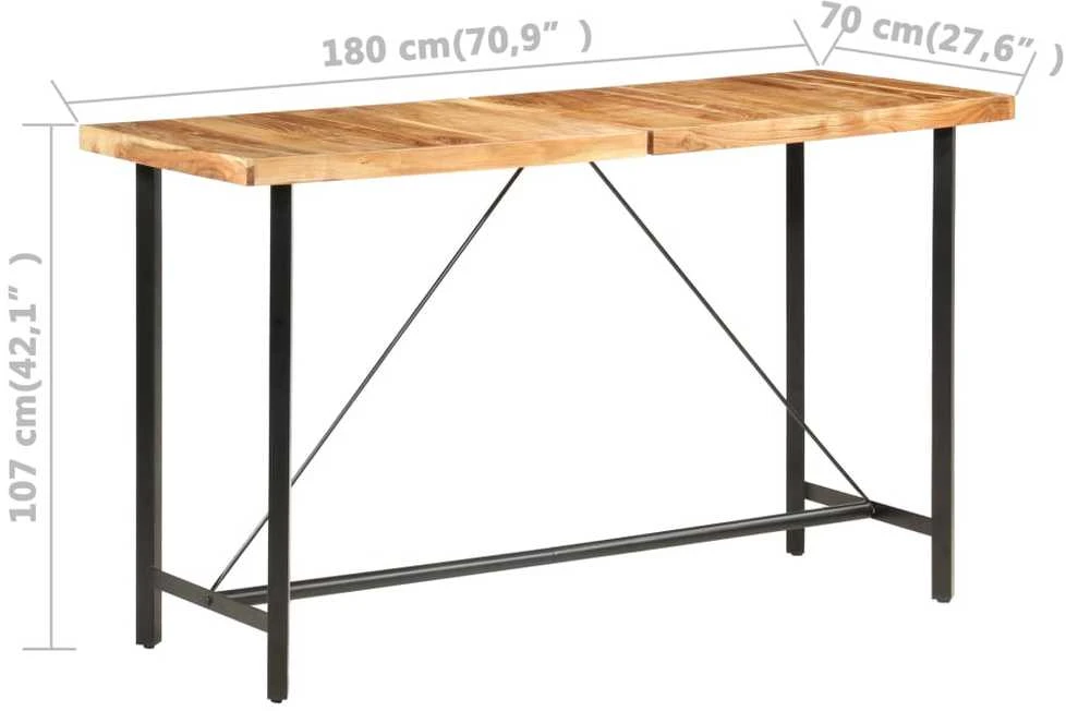Baro stalas, akacijos mediena, 180x70x107 cm