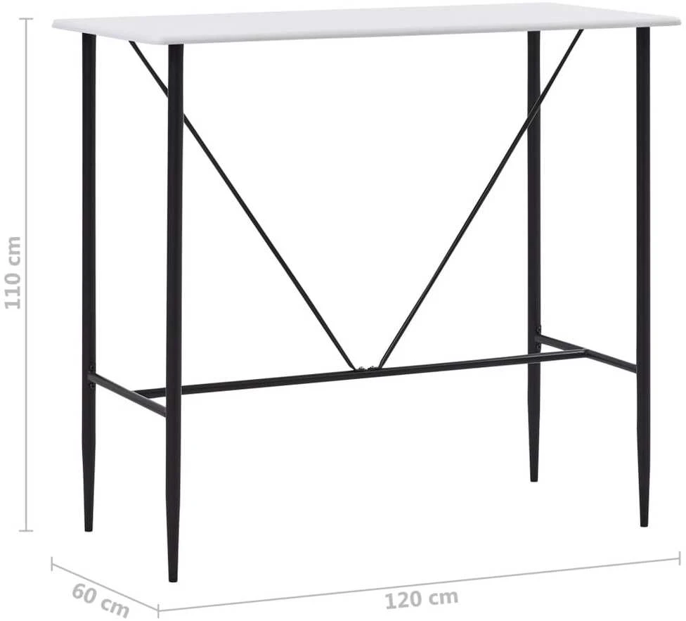 Baro stalas, baltos spalvos, 120x60x110cm, MDF