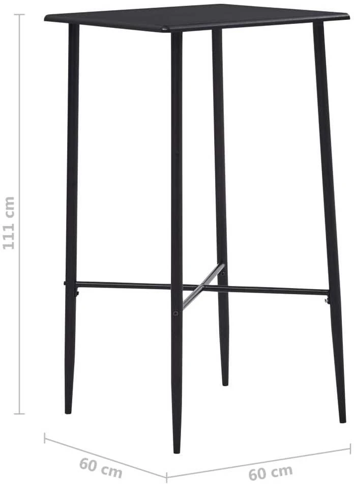 Baro stalas, juodos spalvos, 60x60x111cm, MDF