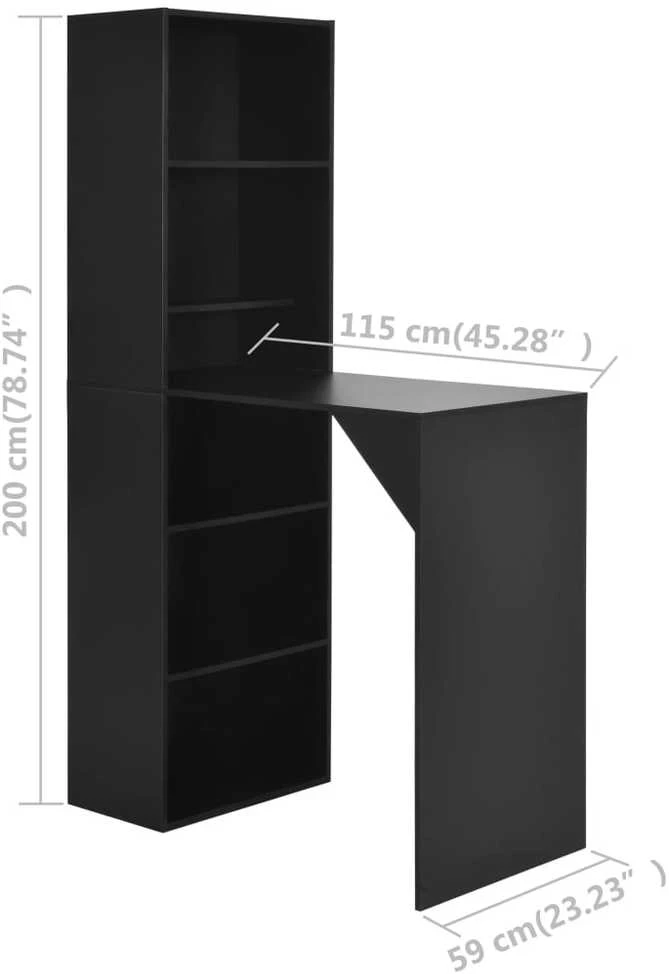 Baro stalas su spintele, juodos sp., 115x59x200cm