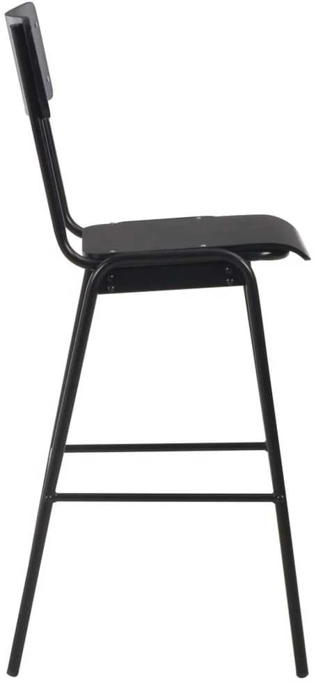 Baro taburetės, 4vnt., juodos, fanera ir plienas (2x280081)