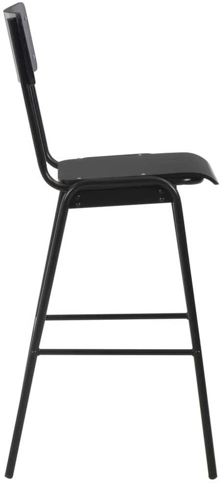 Baro taburetės, 6vnt., juodos, fanera ir plienas (3x280081)