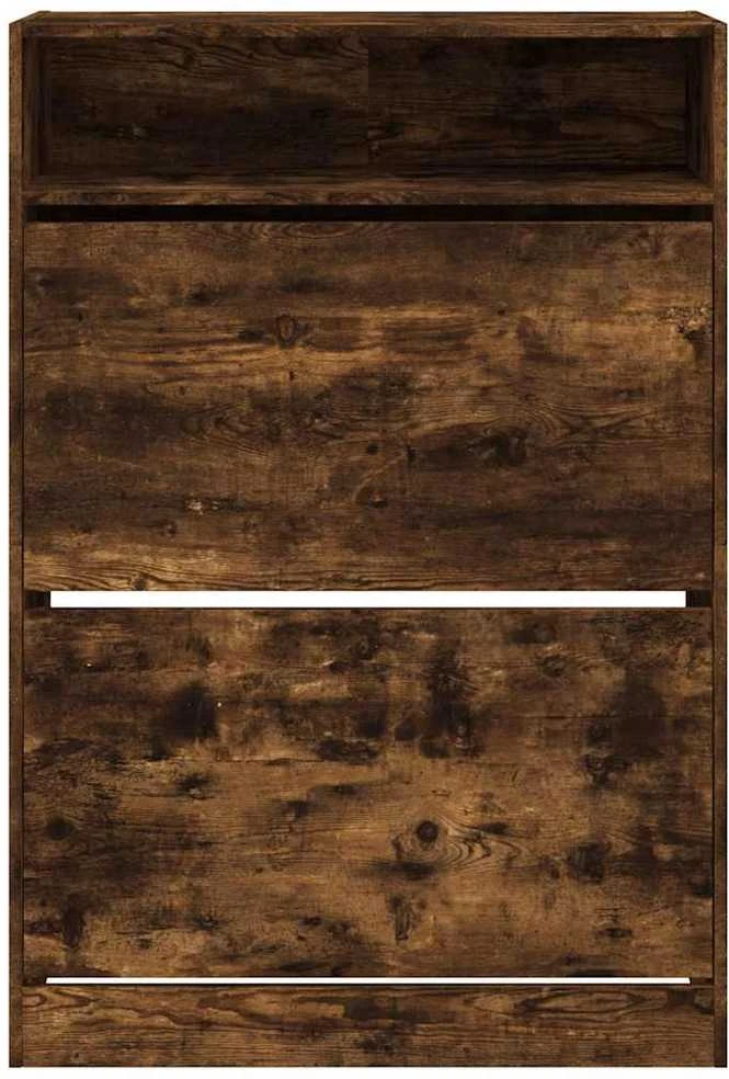 Batų spintelė su 2 atverčiamais stalčiais, dūminė, 80x34x116cm