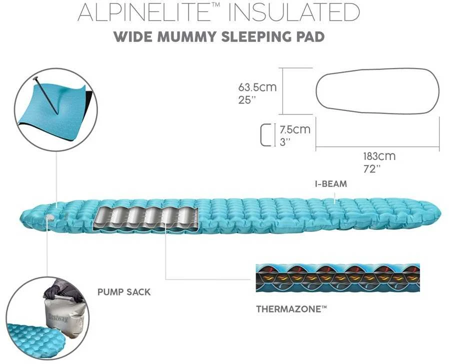 Bestway čiužinys AlpineLite miegmaišiui 183 x 63,5 x 7,5 cm 69613