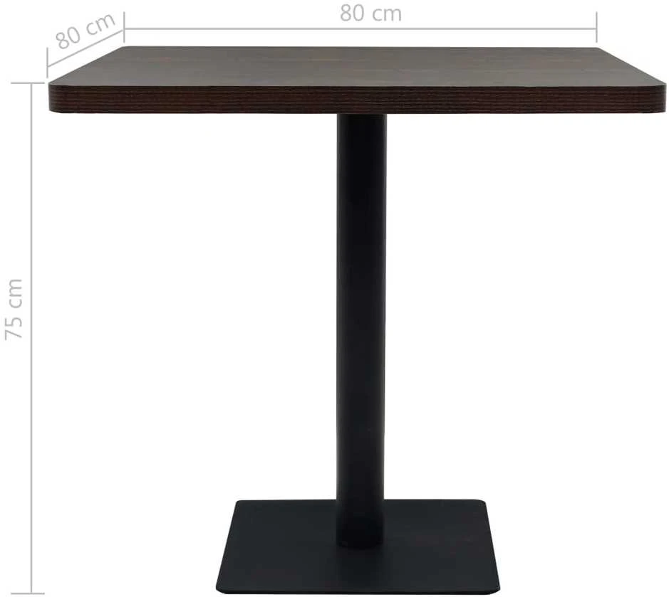 Bistro stal., MDF ir plien., kvadr., 80x80x75cm, tams. uos. sp.