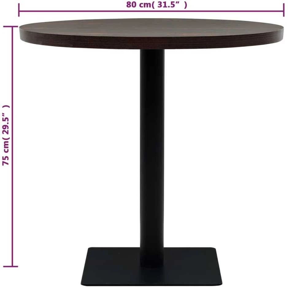 Bistro staliukas, MDF ir plienas, apval., 80x75cm, tams. uosis