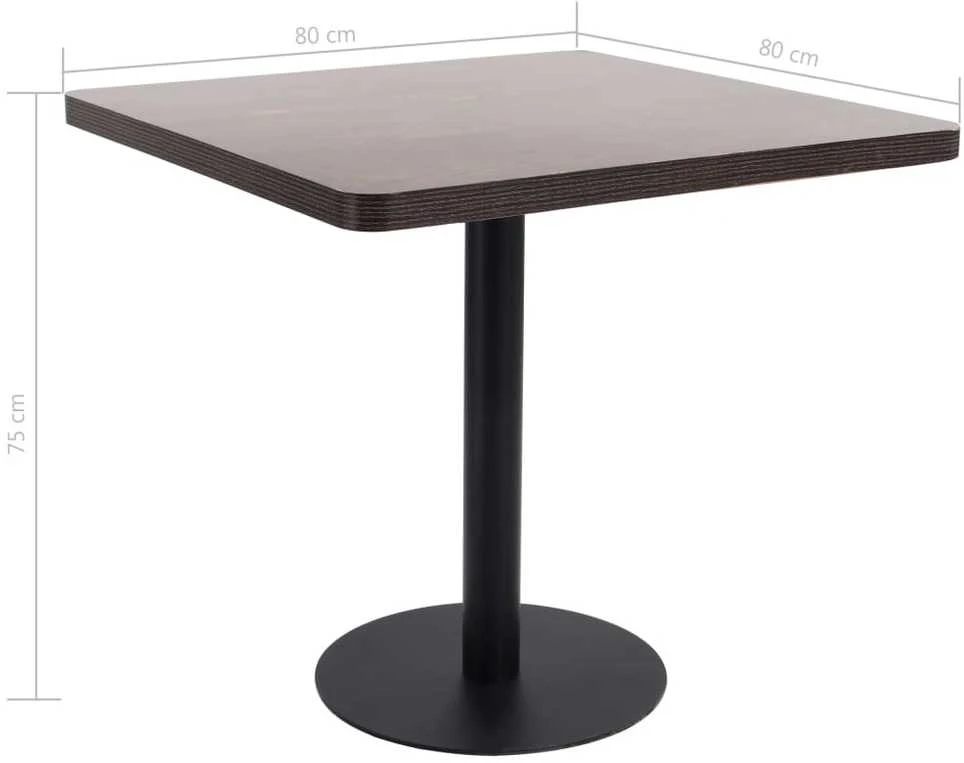 Bistro staliukas, tamsiai rudos spalvos, 80x80cm, MDF