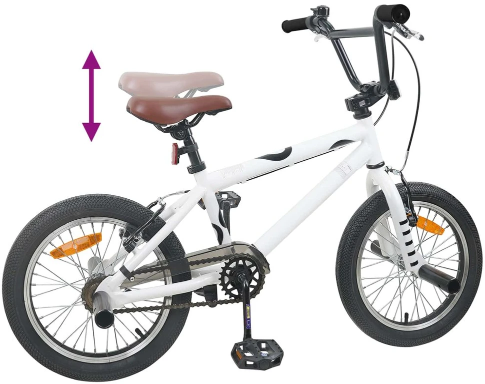 BMX Dviratis 16 Colių 5-8 metų amžiaus Balta
