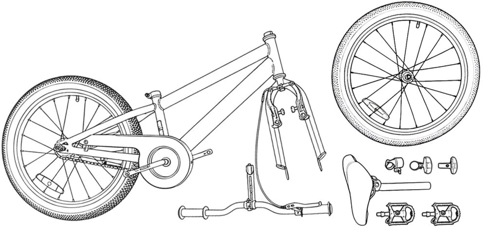 BMX Dviratis 16 Colių 5-8 metų amžiaus Balta